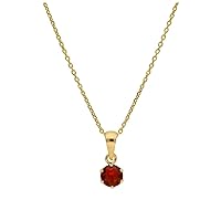 jewellerybox 9ct Gold 5mm Round Claw Garnet CZ Necklace 16-20 Inches