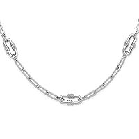 12.3mm 925 Sterling Silver Rhodium Plated Hollow Paperclip Link Necklace 24 Inch Jewelry for Women