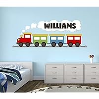 Personalized Train Name Wall Decal - Train Kids Nursery Wall Decals - Trains Children Vinyl Wall Art Boys Bedroom Nursery Sticker (30