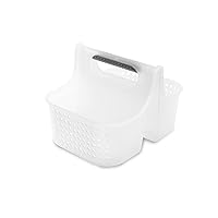 2-Compartment Soft Grip Shower Tote for Bathroom Organization, Plastic Storage Shower Caddy Bucket, Small, Frost