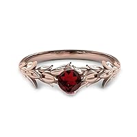 Choose Your Color Gemstone Leaf 18K Rose Gold Ring Bridal Proposal Engagement Ring For Women Birthstone Fashion Jewelry in Size: 4,5,6,7,8,9,10,11,12