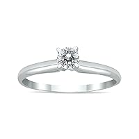 AGS Certified 1/4 Carat Round Diamond Solitaire Ring in 14K White Gold (H-I Color, SI1-SI2 Clarity)