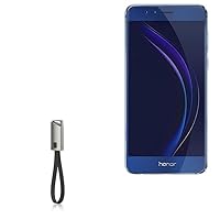 BoxWave Cable Compatible with Honor 8 - USB Type-C Keychain Charger, Key Ring USB Type-C to Type-A 8 in USB Cable - Jet Black