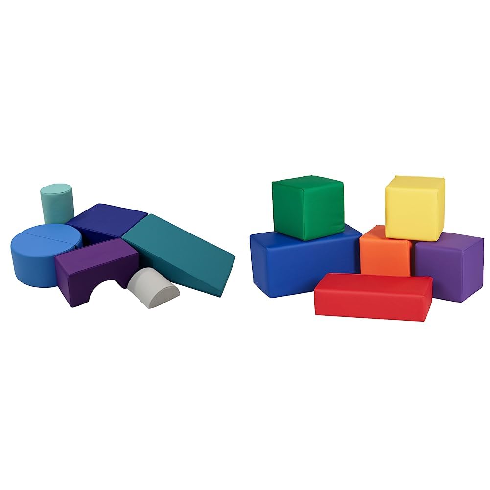 Factory Direct Partners 12364-CTPU SoftScape Playtime and Climb Multipurpose Playset for Infants & 10414-AS SoftScape Stack-a-Block Big Foam Construction Building Blocks