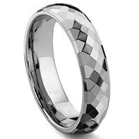 Tungsten 6MM Faceted Wedding Band Ring