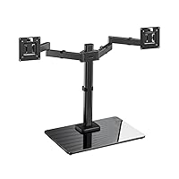 ErGear Freestanding Dual Monitor Stand, Monitor Mounts for 17 to 32 Inch Computer Screens, Dual Monitor Arm with Tempered Glass Base for 2 Monitors, Vesa Mount Desk Stand Fits Up to 22 lbs per Arm