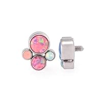 Painful Pleasures 14g-12g Internally Threaded Bubble Cluster Top - Choose 4mm Opal - Price Per 1-White (OP17)