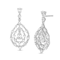 1.00 CT Round Cut Created Diamond Chandelier Dangle Earrings 14k White Gold Over