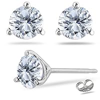 0.10 Cts I3 quality Round Diamond Stud Earrings in 14K White Gold-Screw Backs
