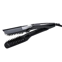 Professional Steam Straightener Comb Brush, Electric Straight Hair Ceramic Hair Iron, Hair Straightening Brush Steam Comb for Long & Short Hair, Black
