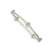 14k Gold Blue Topaz Slip on Cuff Stackable Bangle Bracelet Measures 7.3mm Wide Jewelry for Women