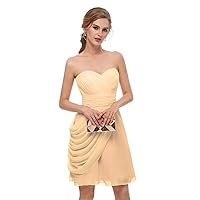 Women's Strapless Sweetheart A Line Chiffon Bridemaid Dresses Pleat Lace Up Party Dresses