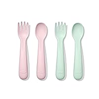 OXO Tot Plastic Fork and Spoon Set - Opal and Blossom