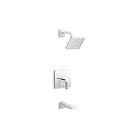 Kohler TS23502-4G-2MB K-TS23502-4G-2MB Parallel Rite-Temp Bath and Shower Trim Kit with Showerhead, 1.75 GPM, Vibrant Brushed Moderne Brass
