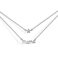 Mama Necklace 925 Sterling Silver Double Link Chain Necklace with Breast and Star, Length 40 + 6 cm Extender Jewelry Brand Tourmaline by Martina