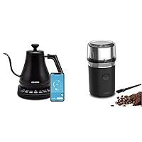 Electric Gooseneck Kettle, Matte Black & Coffee Grinder Electric, Coffee Beans Grinder, Espresso Grinder, Coffee Mill also for Spices, Herbs, Grains, Black