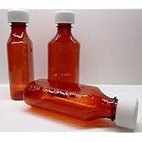 3 Ounce Graduated Oval Amber Plastic Medicine Bottles and Caps Case of 200 Pharmaceutical Grade
