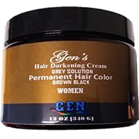 Ultra Nourishing Hair Color Cream. GEN's Hair Darkening Cream for Women, Brown-Black. Wonder Hair Color. All-Natural and Permanent. 12 Oz. Hair at its Prime.