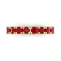 Clara Pucci 1 ct Brilliant Round Cut Simulated Ruby 18K Yellow Gold Engagement Wedding Stackable Band
