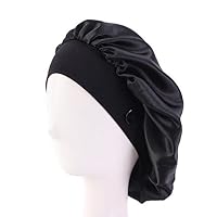 MSBRIC Satin Silky Bonnet Sleep Cap with Premium Elastic Band with Earring Solid Color Head Wrap Color 1859