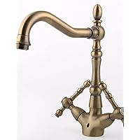 Brass Two-Handle Lavatory Centerset Faucet/Brown
