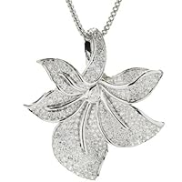 DTJEWELS 4 CT Round Cut Diamond Flower Pendant 18'' Necklace Real 925 Sterling Silver For Valentine Day