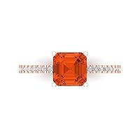 Clara Pucci 1.63ct Cushion Cut Solitaire with Accent Red Simulated Diamond designer Modern Statement Ring Real Solid 14k Rose Gold