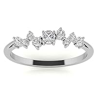 Excellent Round Brilliant Cut 0.19 Carat, Moissanite Diamond Promise Band, Prong Set, Eternity Sterling Silver Band, Valentine's Day Jewelry Gifts, Customized Band