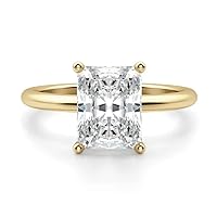 10K Solid Yellow Gold Handmade Engagement Ring 3 CT Radiant Cut Moissanite Diamond Solitaire Wedding/Bridal Ring for Women/Her, Engagement Gifts for Women