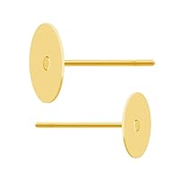 Adabele 200pcs Hypoallergenic Stud Earring Posts Findings 14k Gold Plated Brass 3mm Small Flat Board Glue On Setting with 200pcs Earnut Backs for Earrings Making CF222-3