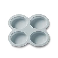 Heat Resisting Food Grade Silicone Baking Mold for Cupcake Cookie Dessert [4 Hole Blue Ellipsoid, 1PC]