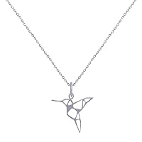 LES POULETTES BIJOUX - Sterling Silver Necklace Openwork Hummingbird - size 38 cm
