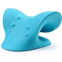 Neck and Shoulder Relaxer Cervical Spine Traction Device for Pain and Cervical Alignment Chiropractic Pillow Neck Stretcher (Blue)