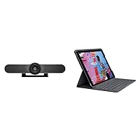 Logitech MeetUp Video Conferencing System, Black & iPad (7th, 8th and 9th Generation) Keyboard Case | Slim Folio with Integrated Wireless Keyboard (Graphite)
