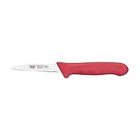 KWP-30R Stäl Stamped Cutlery Paring Knife 3-1/4' Stainless Steel Blade, Red Plastic Handle, Set of 2