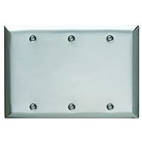 Pass & Seymour Standard 3-Gang Smooth Metal 302 Stainless Steel Blank Wall Plate Box Mounted SS33