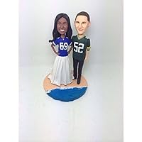 Model D76 Football Couple Fully Personalized Bobble Head Clay Figurines Based on Customers' Photos