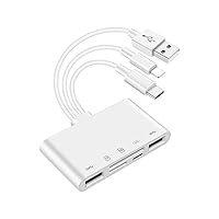 5 in 1 Lightning Type-c OTG Camera SD TF USB C Memory Card Reader Adapter for Phone/Pad/Android/Mac/Computer/Camera/MacBook, Supports SD/Micro SD/SDHC/SDXC/MMC and USB OTG