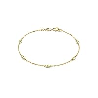 Peridot 5 Station Petite Bracelet 0.32 ctw 14K Gold