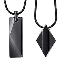 Tungsten Carbide Black Bar Necklace and Rhombus Arrow Pendant Necklace Bundle