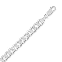 925 Sterling Silver Beveled Curb Chain 9 Inch 6.6mm Lobster Clasp Closure Jewelry Gifts for Women