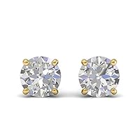 VVS Gems VVS Certfied 18K White Gold/Yellow Gold/Rose Gold Diamond Stud Earrings For Women With Round Screw Backs - 3 Different Size Available