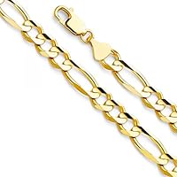 14K Gold 8.6mm Figaro 3+1 Concave Chain - Length: 24