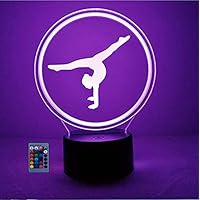 3D Artistic Gymnastics Night Light USB Powered Touch Switch Remote Control LED Decor Optical Illusion 3D Lamp 7/16 Colors Changing Children Kids Toy Christmas Xmas Brithday Gift