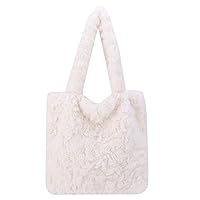 Plush Underarm Bag, Ladies Fluffy Shoulder Bag, Women Furry Flower Tote Bag Y2K Plush Handbag for Autumn and Winter