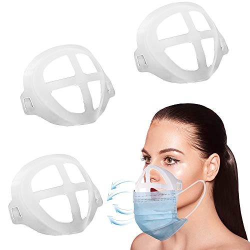 3D Bracket for Comfortable Breathing, Breathing Cup Face Bracket Soft Support Frame|Frame Protector, Create More Breathing Space|Washable|Reusable|Translucent,3Pcs