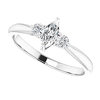 2 CT Three-Stone Marquise Cut Engagement Ring, Solitaire Moissanite Ring, Wedding/Anniversary Ring for Women, Sterling Silver Moissanite Diamond Bridal Ring