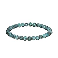 Natural Emerald Gemstone round 6mm smooth 7inch Beads Stretchble bracelet crystal healing energy stone bracelet for Women & Men Adjustable Size