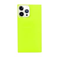 Compatible with iPhone 15 Pro Case Square for Women Girls, Slim Cool Neon Solid Color Design Case Soft Thin Fit Flexible TPU Gel Square Edge Protective Glossy Cute Girly Phone Case Yellow