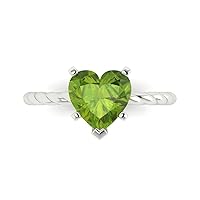 Clara Pucci 2.0 ct Heart Cut Solitaire Rope Twisted Knot Natural Peridot Engagement Bridal Promise Anniversary Ring 18K White Gold